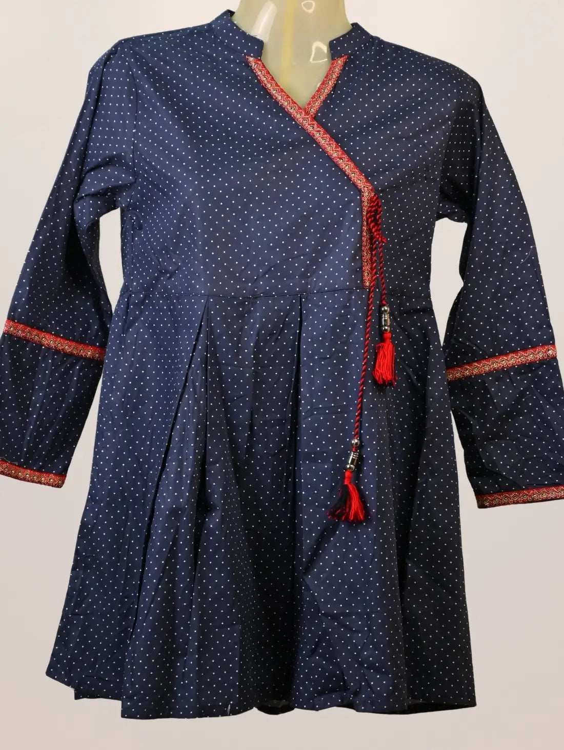 Nazaakat Angrakha Kurti with Red Tassel Detail