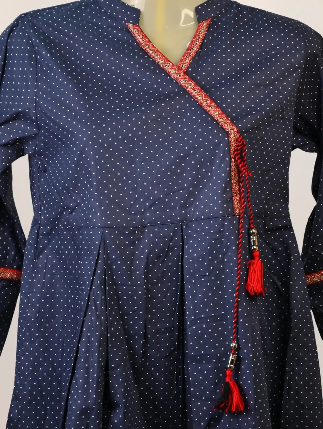 Nazaakat Angrakha Kurti with Red Tassel Detail
