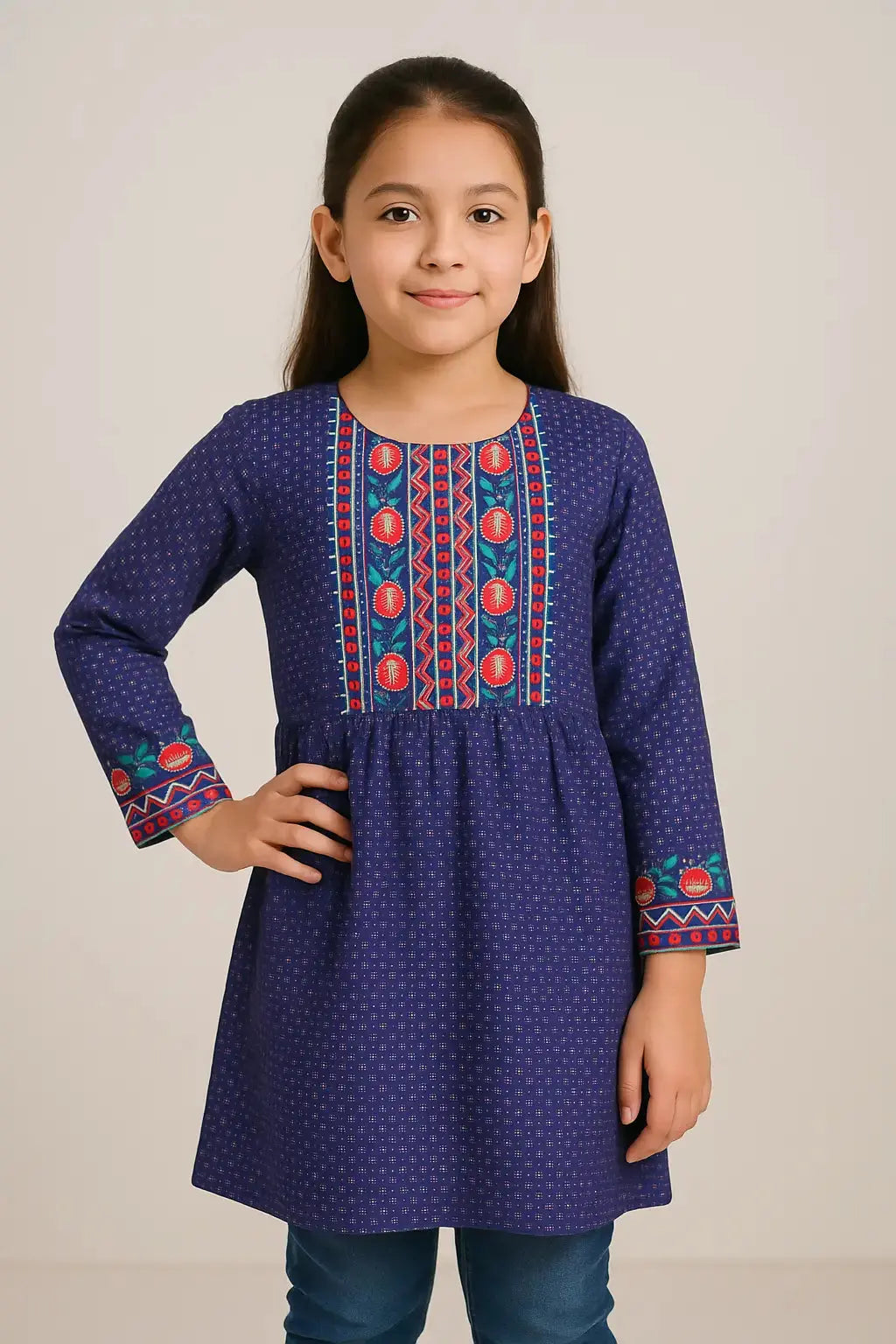 Tribal Spark Kurti in Deep Purple with Ethnic Embroidery